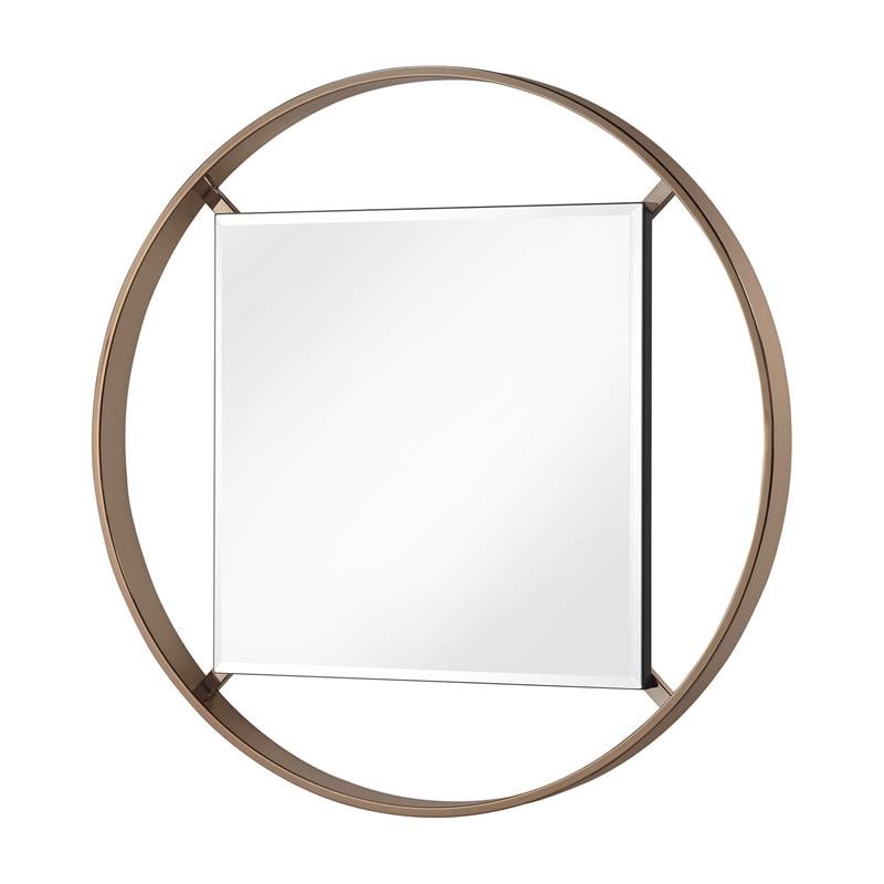 Bowery Hill Metal Frame Beveled Wall Mirror in Gold Champagne
