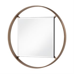 Bowery Hill Metal Frame Beveled Wall Mirror in Gold Champagne