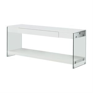 Bowery Hill Modern Glass Top 70-inch TV Stand in White Finish