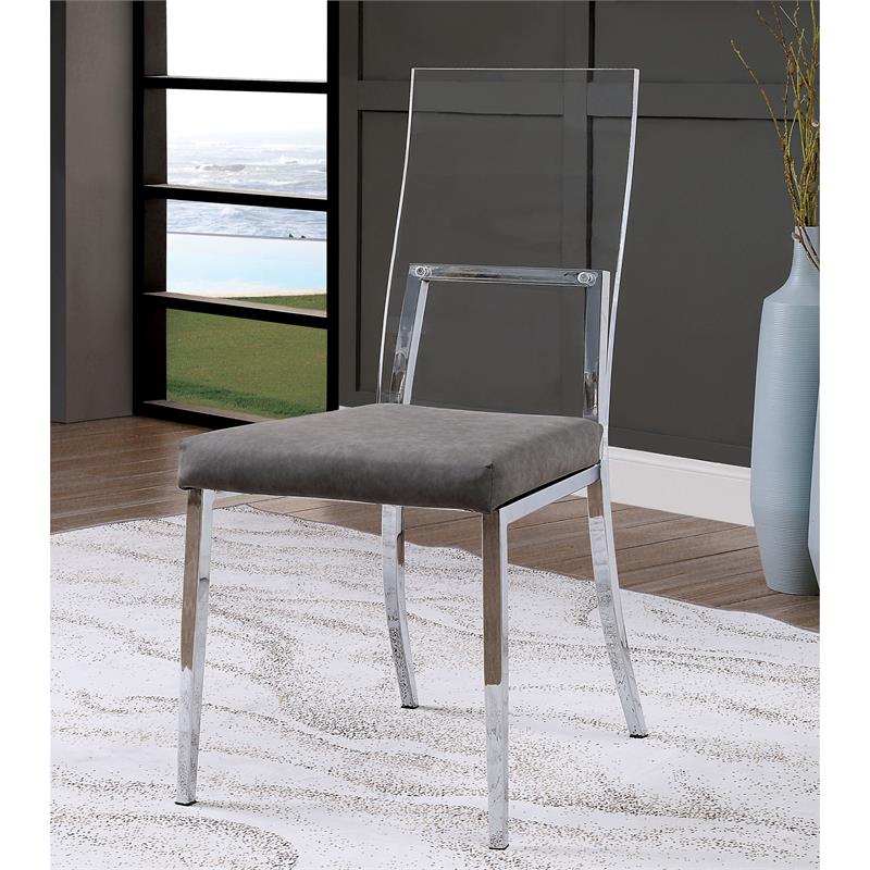 Bowery Hill Metal Padded Dining Chair in Chrome (Set of 2) Finish