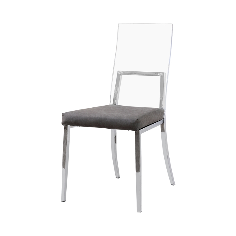 Bowery Hill Metal Padded Dining Chair in Chrome (Set of 2) Finish