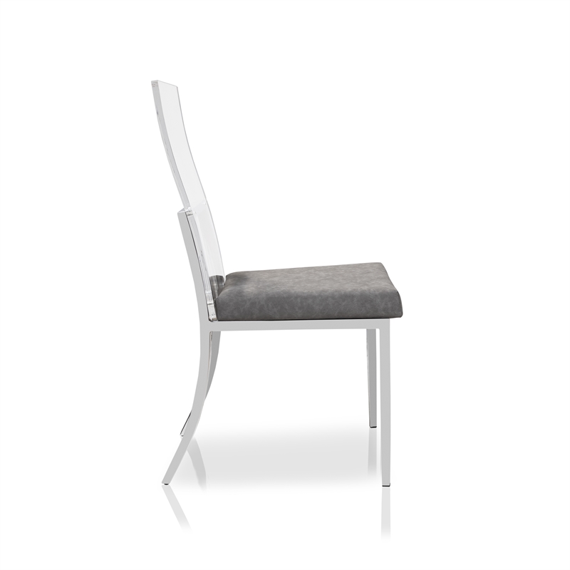 Bowery Hill Metal Padded Dining Chair in Chrome (Set of 2) Finish