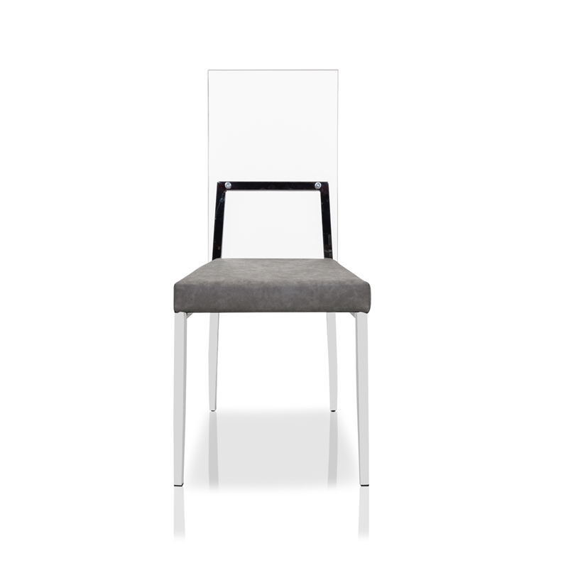 Bowery Hill Metal Padded Dining Chair in Chrome (Set of 2) Finish