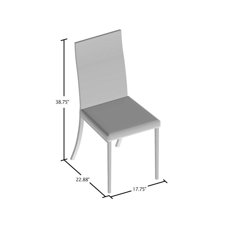 Bowery Hill Metal Padded Dining Chair in Chrome (Set of 2) Finish