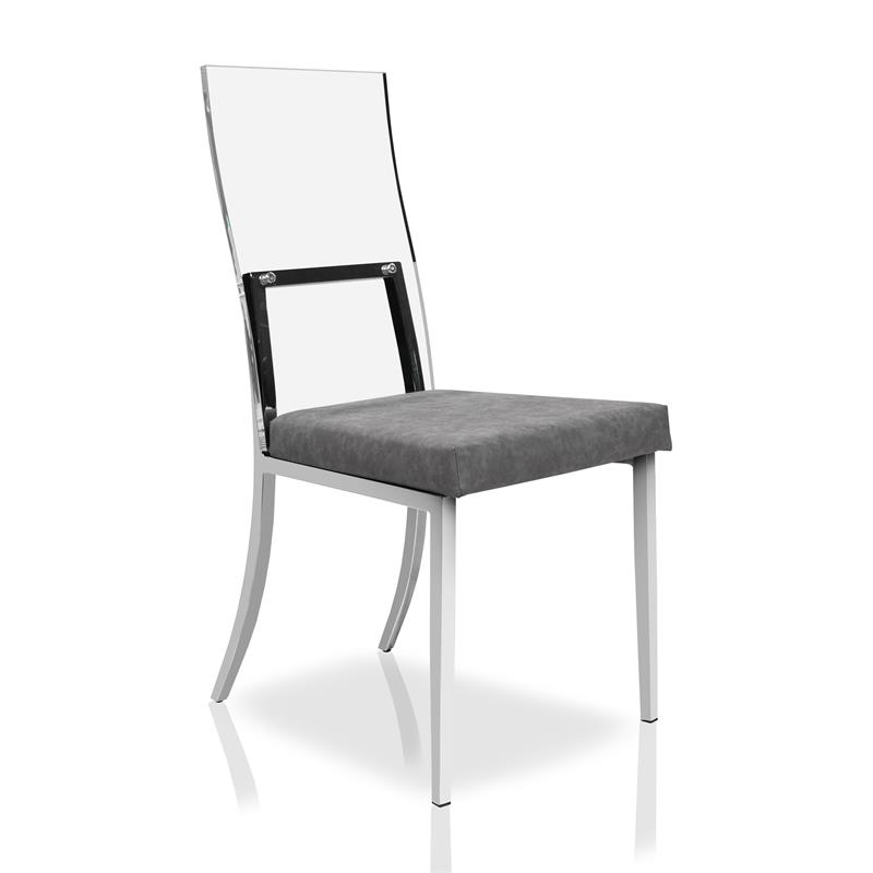Bowery Hill Metal Padded Dining Chair in Chrome (Set of 2) Finish