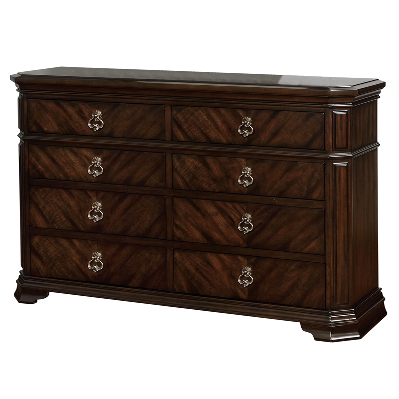 Bowery Hill Traditional Wood 8-Drawer Dresser in Espresso Finish