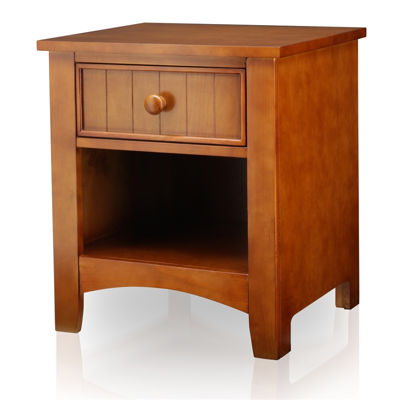 Bowery Hill Modern Solid Wood 1-Drawer Nightstand in Oak Finish