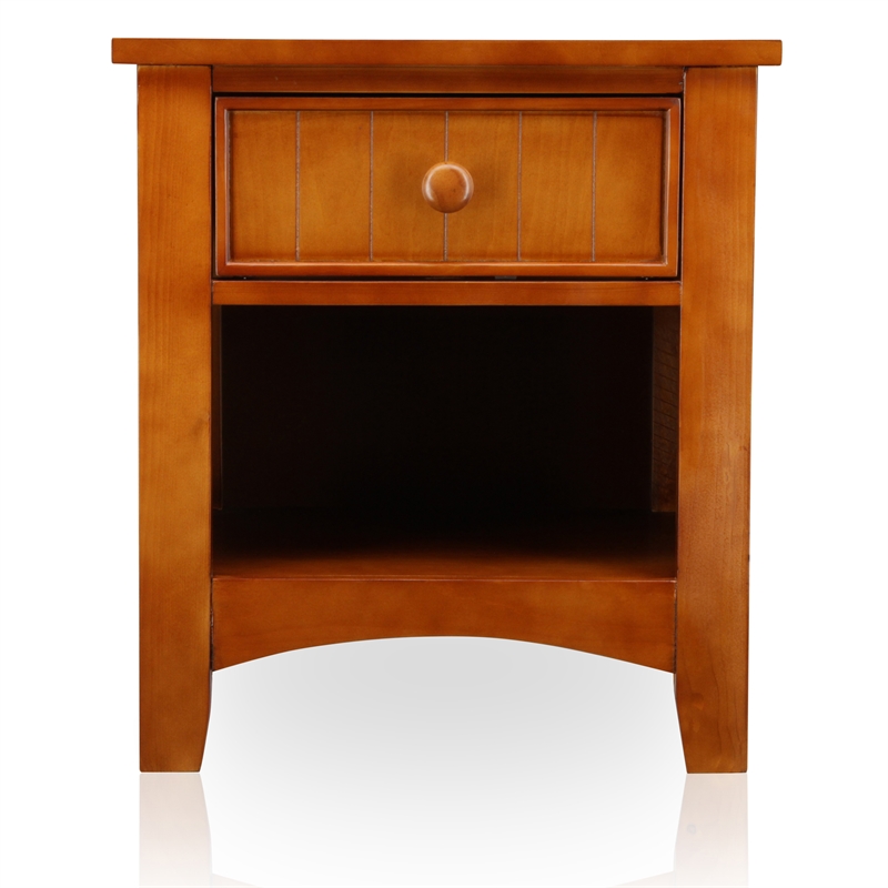 Bowery Hill Modern Solid Wood 1-Drawer Nightstand in Oak Finish