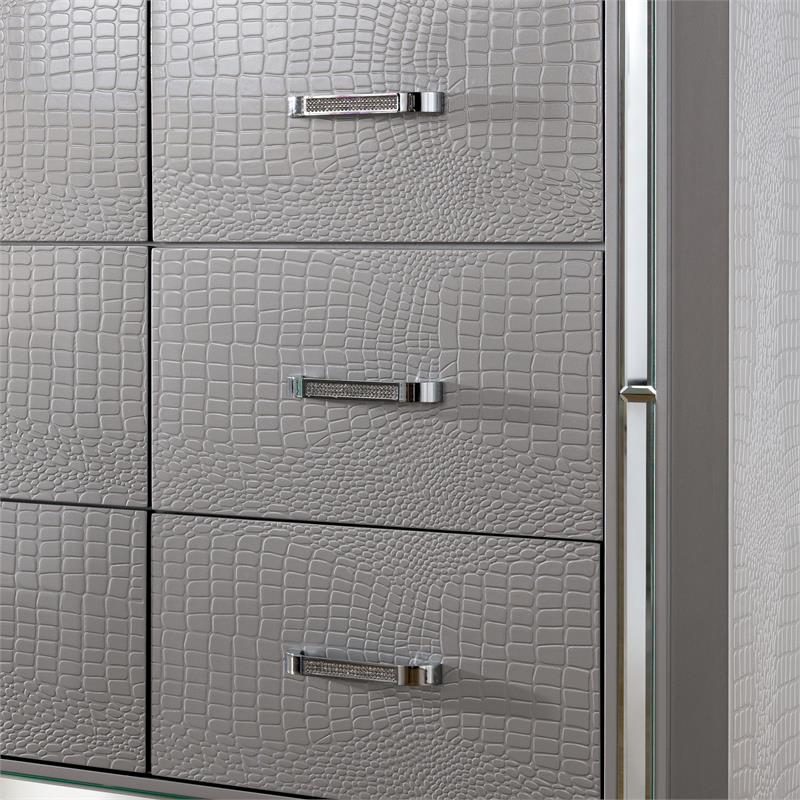 Bowery Hill 9-Drawer Contemporary Solid Wood Dresser in Silver