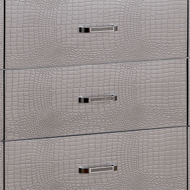 Bowery Hill 9-Drawer Contemporary Solid Wood Dresser in Silver