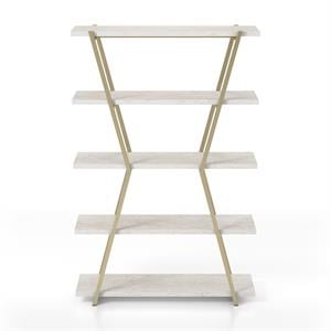 Bowery Hill Modern Metal 4-Shelf Bookcase in Gold Champagne Finish