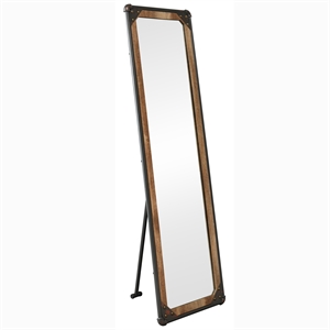 Bowery Hill Metal Framed Standing Mirror in Sand Black Finish