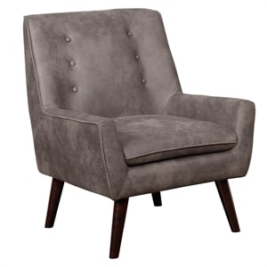 Bowery Hill Mid-Century Fabric Tufted Accent Chair in Brown Finish