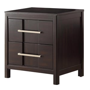 Bowery Hill 2 Drawers Transitional Solid Wood Nightstand in Espresso