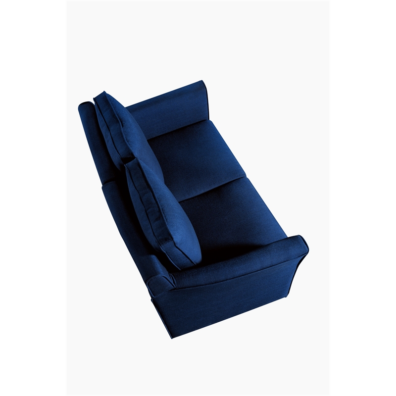 Bowery Hill Transitional Fabric Upholstered Loveseat in Blue