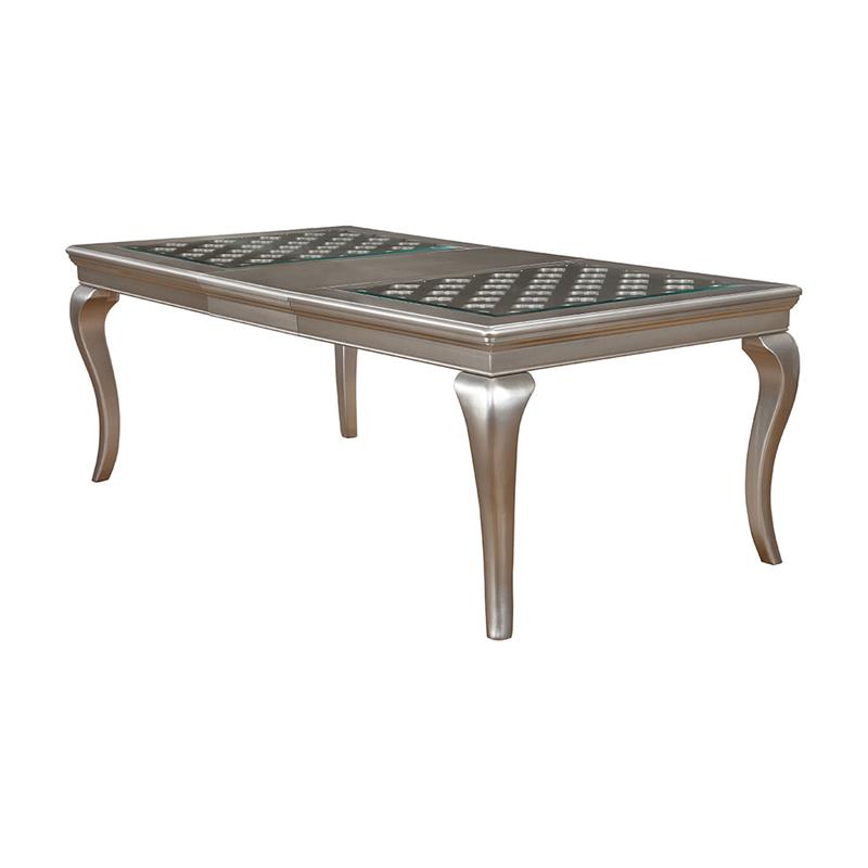 Bowery Hill Transitional Wood 9-Piece Dining Set in Champagne