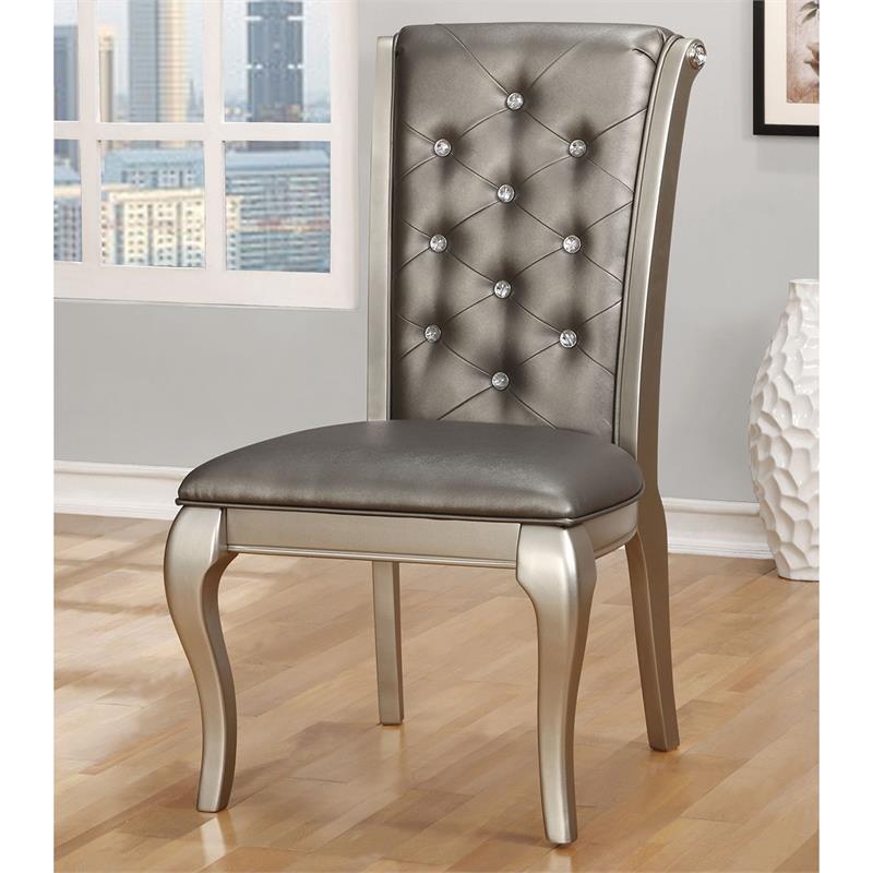 Bowery Hill Transitional Wood 9-Piece Dining Set in Champagne