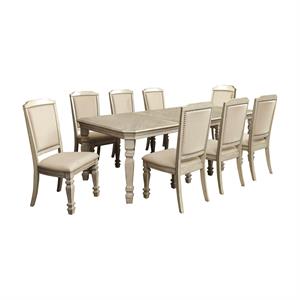 Bowery Hill Modern Wood 9-Piece Dining Set in Antique White Finish