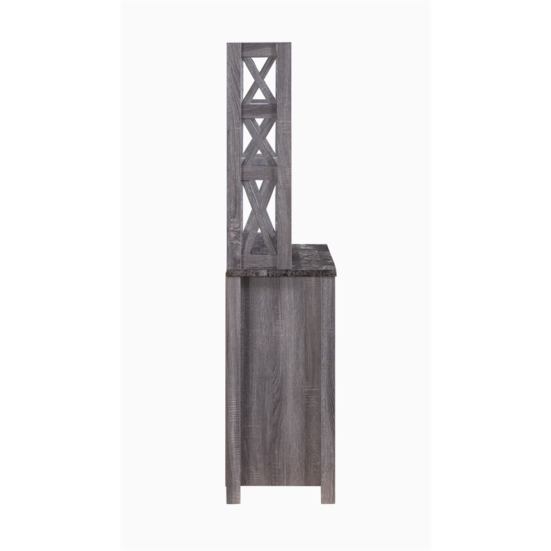 Bowery Hill Rustic Wood Multi-Storage Kitchen Cabinet in Gray