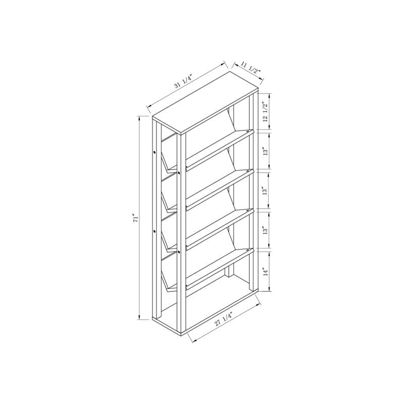 Bowery Hill Wood 5-Shelf 71-Inch Etagere Bookcase in Walnut
