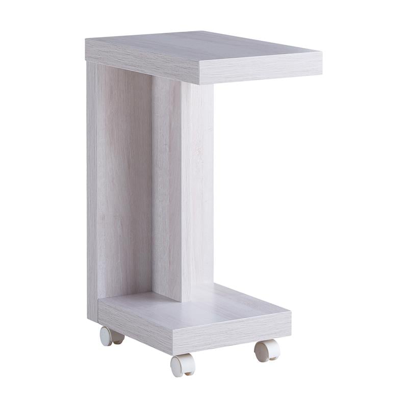 Bowery Hill Modern Wood Mobile End Table in White Oak Finish