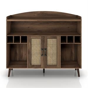 Bowery Hill Wood Multi-Storage Buffet in Distressed Walnut Finish