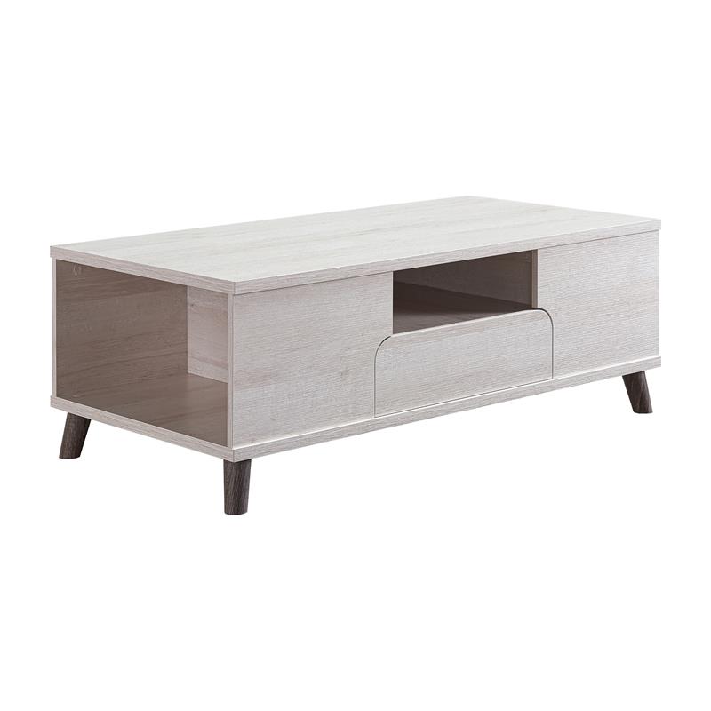 Bowery Hill Wood Multi-Storage Coffee Table in White Oak Finish
