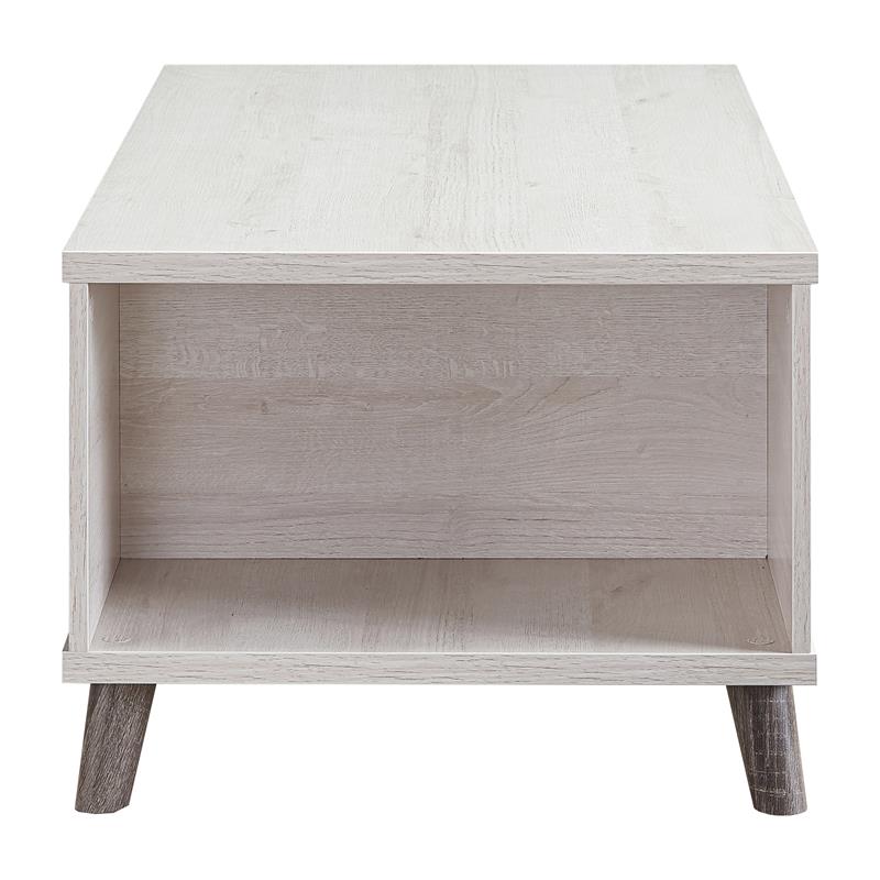 Bowery Hill Wood Multi-Storage Coffee Table in White Oak Finish