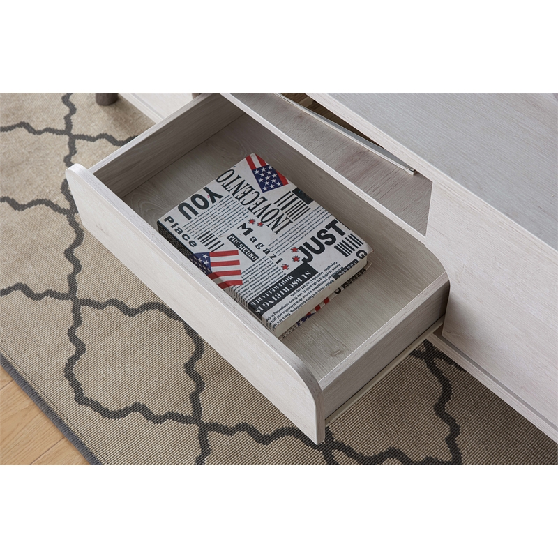 Bowery Hill Wood Multi-Storage Coffee Table in White Oak Finish