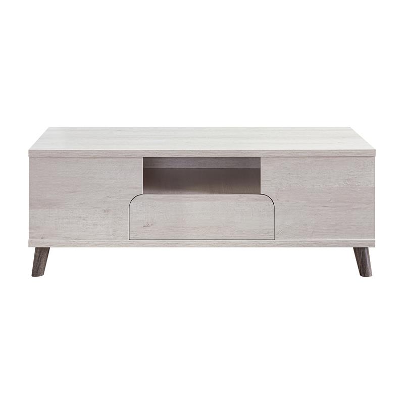 Bowery Hill Wood Multi-Storage Coffee Table in White Oak Finish
