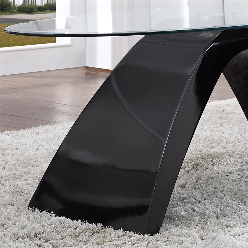 Bowery Hill Contemporary Glass Top Coffee Table in Black