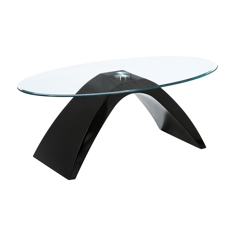 Bowery Hill Contemporary Glass Top Coffee Table in Black