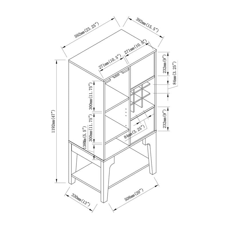 Bowery Hill Modern / Contemporary Wood Wine Rack in White Oak Finish