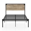 Bowery Hill Contemporary Metal Full Platform Bed in Gray/Dark Brown