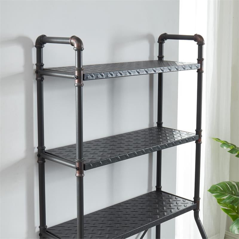 Bowery Hill Metal Over the Toilet Shelf Organizer in Sand Black