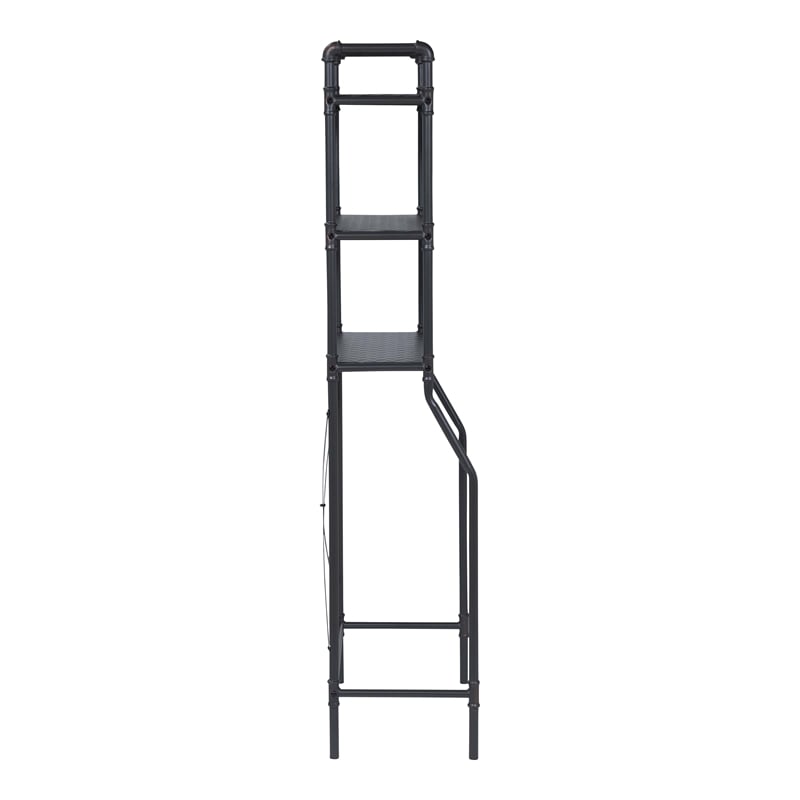 Bowery Hill Metal Over the Toilet Shelf Organizer in Sand Black