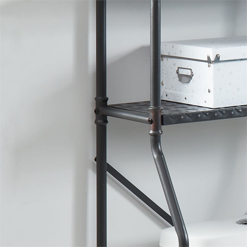 Bowery Hill Metal Over the Toilet Shelf Organizer in Sand Black