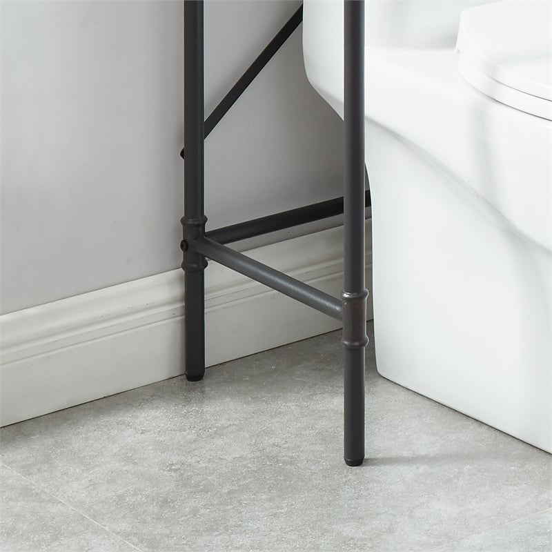 Bowery Hill Metal Over the Toilet Shelf Organizer in Sand Black
