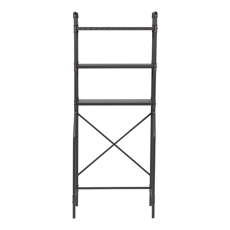 Bowery Hill Metal Over the Toilet Shelf Organizer in Sand Black