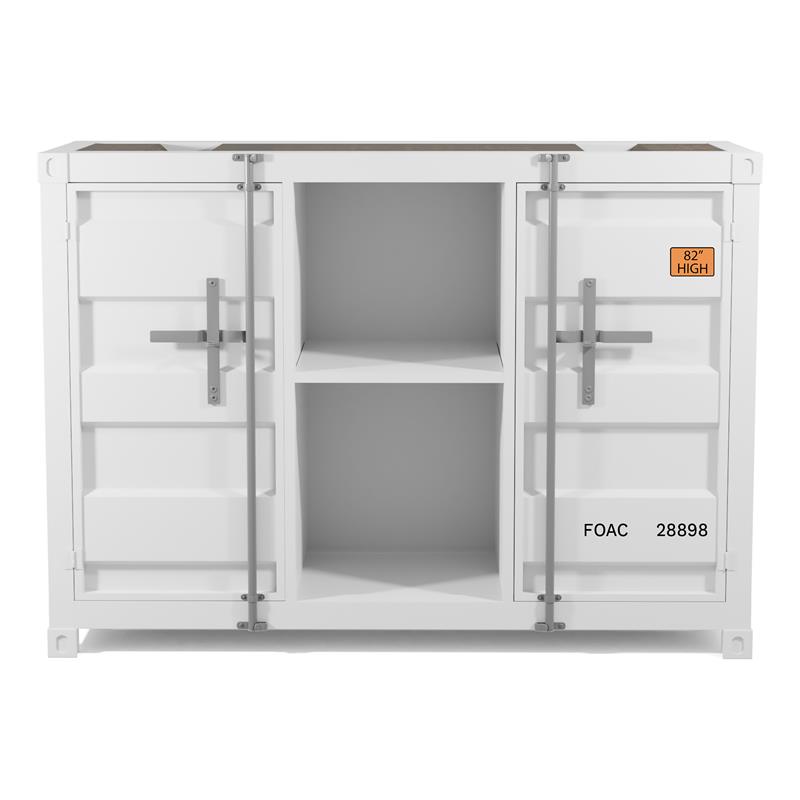 Bowery Hill Industrial Metal 6-Shelf Console Table in Sand White