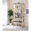 Bowery Hill Contemporary Glass Shelves Bookcase in Gold Finish