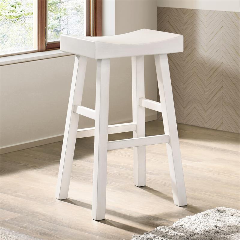 Bowery Hill Wood 29-Inch Saddle Stool in White (Set of 2) Finish