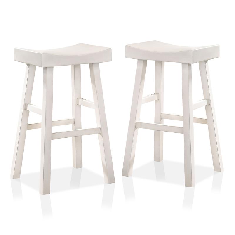 Bowery Hill Wood 29-Inch Saddle Stool in White (Set of 2) Finish