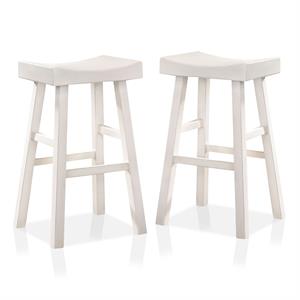 Bowery Hill Wood 29-Inch Saddle Stool in White (Set of 2) Finish