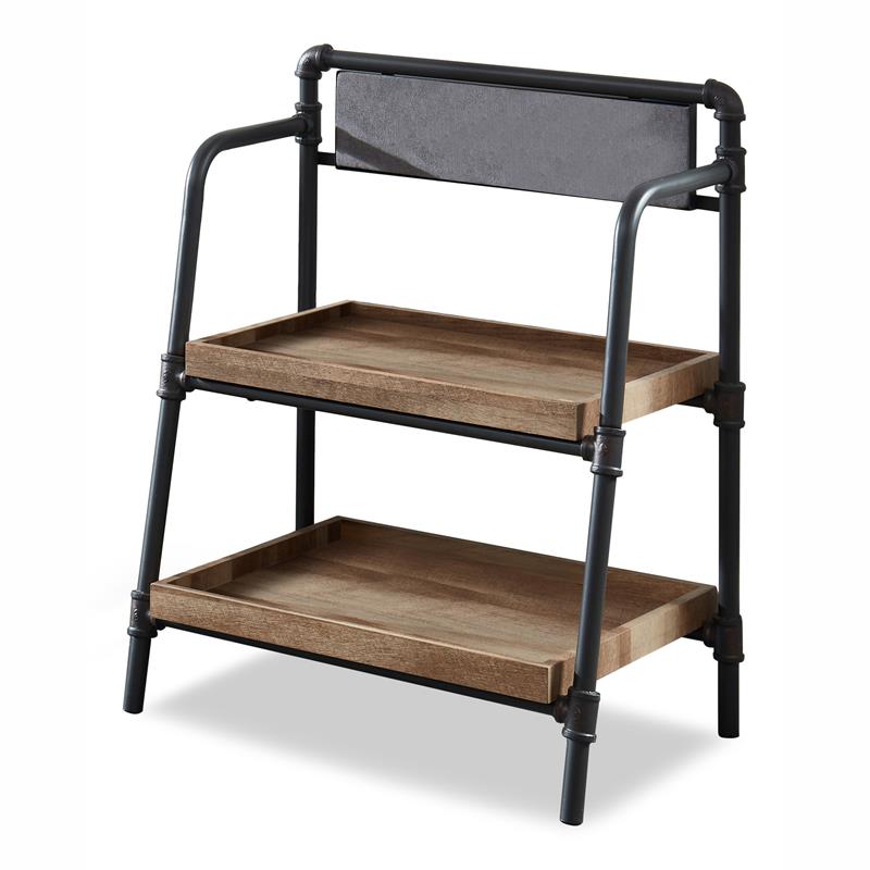 Bowery Hill Industrial Metal 2-Shelf Bookcase in Sand Black Finish