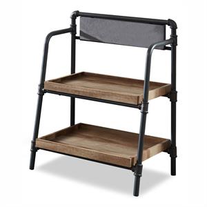 Bowery Hill Industrial Metal 2-Shelf Bookcase in Sand Black Finish