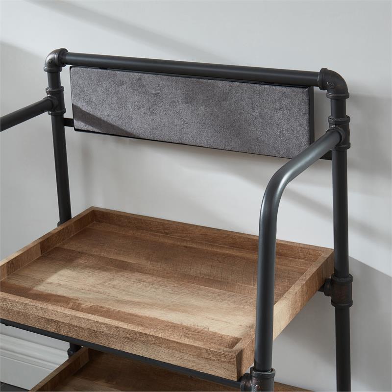 Bowery Hill Industrial Metal 4-Shelf Bookcase in Sand Black Finish