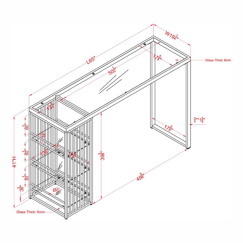 Bowery Hill Contemporary Glass Top Bar Table in Chrome Plating