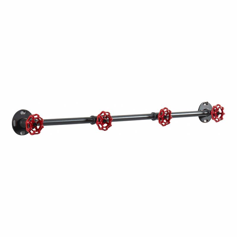 Bowery Hill Industrial Metal 4-Hook Coat Rack in Sand Black Finish