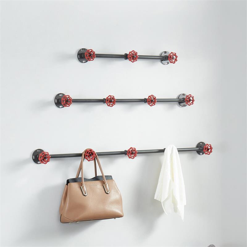 Bowery Hill Industrial Metal 4-Hook Coat Rack in Sand Black Finish